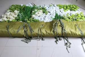 Panneau mural floral artificiel en soie blanche et verte A-1938 pour mariage et remise de diplôme, décorations florales 5D, toile de fond murale florale 8ft <span class=keywords><strong>x</strong></span> 8ft - Product Image 3