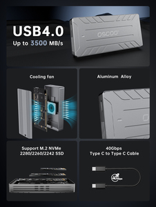 Boîtier <span class=keywords><strong>SSD</strong></span> NVMe M.2 OSCOO XT6, USB4.0 Type-C (compatible <span class=keywords><strong>Thunderbolt</strong></span> <span class=keywords><strong>4</strong></span>), 40 Gbps, alliage d'aluminium, prend en charge 8 To - Product Image 3