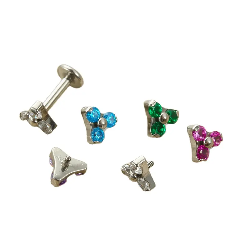 Đồ trang sức thời trang ear piercing xoắn ốc tai không gây dị ứng Cubic Zirconia Bông tai CZ Studs