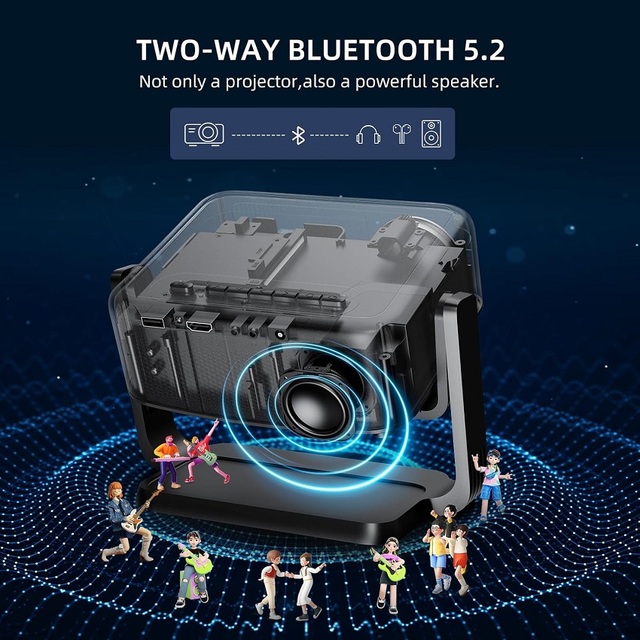 New Rotatable Mini WiFi Portable Projector Supports 1080P 4K Full HD LCD 360 Angle Flip for Home Theater Video Cinema Projector
