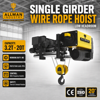 ALLMAN Elektrikli Halatlı Vinç CE M5 5 Ton IP55 Tek Kirişli Çift Hızlı Aşırı Yük ve Termal Koruma ile Endüstriyel Alanlar İçin