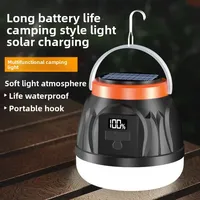Lampe de camping rechargeable, lampe de tente, lampe LED d'urgence, rechargeable par USB et solaire