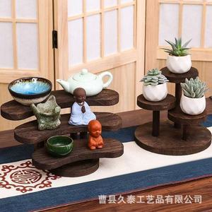 Chinese Style Solid Wood Multi Layer Tea <b>Set</b> Shelf 3 Floors Desktop Storage Rack For Teapot <b>Teacup</b> Display - Product Image 2
