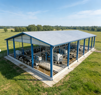 Abri pour bétail, hangar d'élevage, abri pour vaches, moutons, chèvres, structure en acier préfabriquée