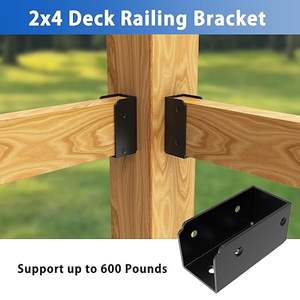 2x4 Deck Railing <strong>Brackets</strong>, Heavy Duty <strong>Fence</strong> and Stair Railing Connectors for Wood <strong>Post</strong> and Decking Installation - Product Image 2