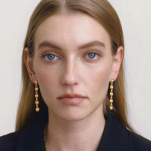 Stainless Steel <b>Tassel</b> <b>Earrings</b> With Zircon Chain Geometric Design Party Jewelry Set - Product Image 4