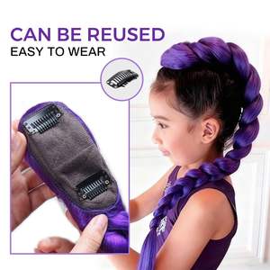 Queue de cheval tressée Rumi Purple 66cm 140g avec clip BB, extension de cheveux synthétiques sans colle en fibre Kanekalon pour enfants - Product Image 1