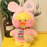 Boneka Lalafanfan Cafe Mimi Duck, Mainan Boneka Lucu dan Lembut, Pakaian Dapat Dilepas, Pita, Pereda Stres, Dapat Dicuci, Hadiah Ulang Tahun Anak