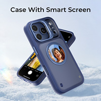 Étui de téléphone personnalisé DIY avec écran E Ink circulaire intelligent, badge numérique programmable, coque de protection pour téléphone