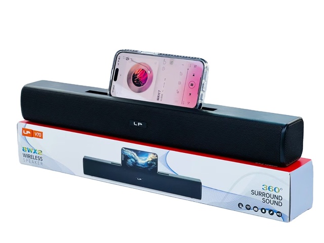 LP-V70 Portable Soundbar Deep Bass HIFI Music Subwoofer Wireless BT Speaker FM Radio Support TF/USB Desktop Wireless Speaker