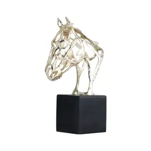 הכי חדש שולחן עבודה מתכת קישוטי סוס פסל בעלי חיים ראש סוס אמנות יצירתיות