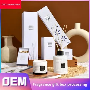 Coffret cadeau d'aromathérapie sans flamme avec logo personnalisé en usine, style moderne, flacons en verre, parfum floral, bougie à la cire de soja à base de plantes - Product Image 2