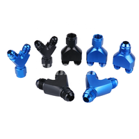 Sumeiji AN8 Fitting Y Block Flare AN6 Fitting Adapter Union Splitter hitam bagian balap