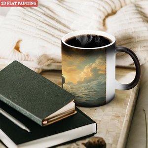 Mug magique à boire 11oz en céramique noire givrée, tasse changeante de couleur sensible à la chaleur - Product Image 3