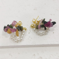 Vente en gros de boucles d'oreilles pendantes en pierre de cristal naturel pour femmes à la mode perle irrégulière améthyste Quartz rose Lapis Lazuli Citrine