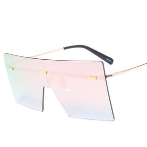 Gafas de <span class=keywords><strong>sol</strong></span> sin montura transparentes a la moda multicolor, montura cuadrada grande, gafas de <span class=keywords><strong>sol</strong></span> de gran tamaño - Product Image 6