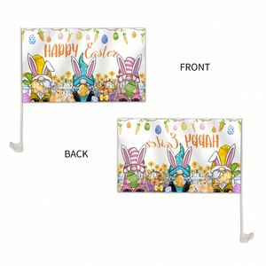 Drapeau de fenêtre de voiture à thème Pâques Lapin, 12x18 pouces, avec logo personnalisé, à prix abordable - Product Image 2