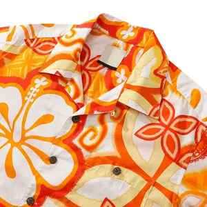 قميص رجالي صيفي هاواي مطبوع بالكامل ناعم مخصص للبيع من المصنع مباشرة