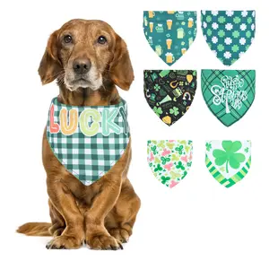 Высококачественный атласный материал, многоцветный принт, оптовая продажа, oem, на заказ, треугольная бандана для собак с логотипом, бандана для домашних животных