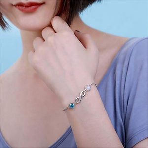 <strong>Personalized</strong> Jewelry 925 Sterling Silver Engraved <strong>Name</strong> &amp; Birthstone Infinite Symbol <strong>Bracelet</strong> - Product Image 5