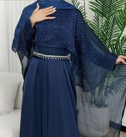 Abaya d'été élégante pour femmes Cape Robe de ciel étoilé en polyester faite à la main avec col ouvert Accessoires islamiques-Taille unique