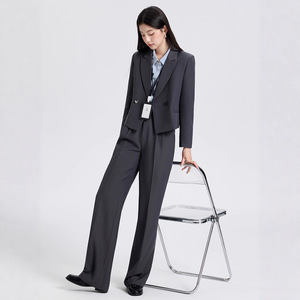 Women's Suit Set Off White Solid Color Anti-Wrinkle Polyester Casual Wear for Office and Interviews - Product Image 2
