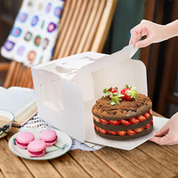 Boîte à gâteau jetable haute avec fenêtre transparente, boîtes à gâteau personnalisées à emporter avec poignée