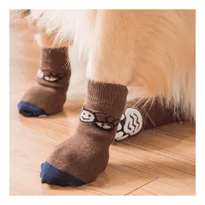 2023 hot selling cute cat dog socks cartoon non-slip shoes outdoor large socks for dogs