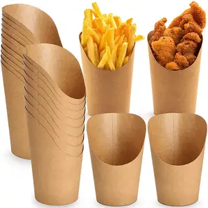 32OZ Kraft 종이 간이 식품 대중음식점 종이 칩 국자 감자 튀김 분첩 계란 홀더 컵을 위한 가지고 가십시오