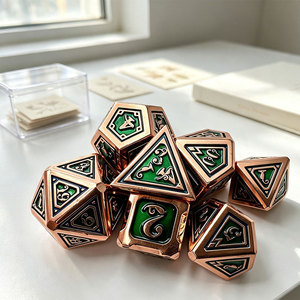 Dés en alliage artisanal à bords arrondis avec remplissage en émail, design de chiffres en police vintage, pour jeu de dés de collection DND - Product Image 5