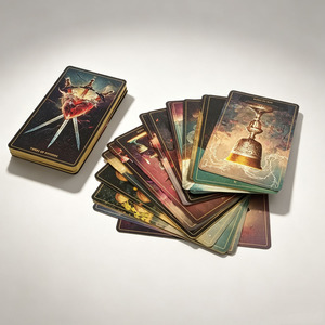 Fabricant de cartes de tarot, impression personnalisée, bords dorés, cartes d'oracle, art cosmique, jeu de tarot de divination pour débutants - Product Image 1