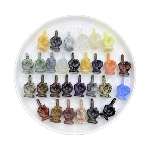 Youning 5cm Statue d'animal en pierre précieuse naturelle sculptée à la main (Obsidienne, Quartz Rose, Labradorite, Pyrite) en forme de doigt d'honneur - Product Image 1