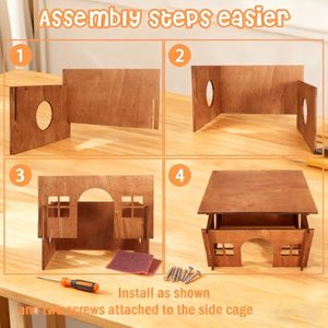 Wooden <strong>Guinea</strong> <strong>Pig</strong> Hideout Sturdy Small Animal Habitat House Large Hut for Rabbit Chinchilla Gerbil Hamster Bunny <strong>Cage</strong> Accessory - Product Image 4