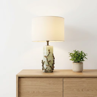Lampe de table moderne en marbre avec abat-jour en tissu et branches métalliques, idéale pour chevet, bureau, lecture, chambre d'hôtel, salon
