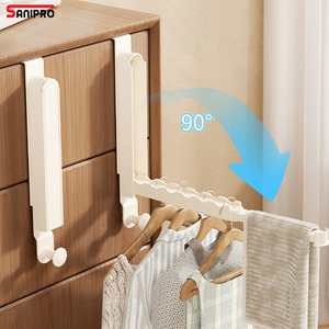 SANIPRO aleación <span class=keywords><strong>de</strong></span> aluminio Hotel viaje portátil detrás <span class=keywords><strong>de</strong></span> <span class=keywords><strong>la</strong></span> <span class=keywords><strong>puerta</strong></span> ganchos para colgar <span class=keywords><strong>ropa</strong></span> interior conveniente tendedero plegable - Product Image 1