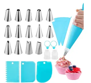 Silicone Icing Piping Cream Pastry Bag Stainless Steel Cake Nozzle DIY Cake Decorating Tips Fondant Pastry Cake Tools Sets