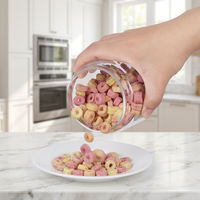6-delige glazen snack-opbergset met acacia houten dienblad en luchtdichte deksels, borosilicaat glazen voorraadpotten voor noten, snoep, koekjes en andere lekkernijen