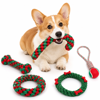 Juguete de Cuerda para Perro con Formas Navideñas, Hecho de Algodón, para Perros Pequeños, Medianos y Grandes, Regalo Navideño