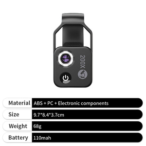 <span class=keywords><strong>Objectif</strong></span> de microscope numérique 200X CPL avec lampe LED, <span class=keywords><strong>objectif</strong></span> super <span class=keywords><strong>macro</strong></span> de poche pour téléphones mobiles - Product Image 3