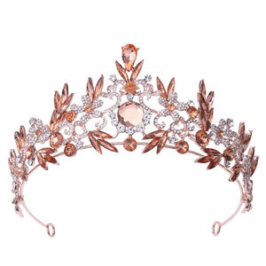 LUOXIN Hermosa Tiara <span class=keywords><strong>de</strong></span> Novia con Hojas <span class=keywords><strong>de</strong></span> Diamantes <span class=keywords><strong>de</strong></span> Imitación, Corona <span class=keywords><strong>de</strong></span> Princesa con Pedrería para Fiesta <span class=keywords><strong>de</strong></span> Aniversario - Product Image 1
