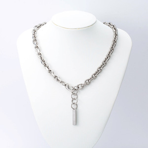 yunnique Unisex <b>Titanium</b> Steel Chunky <b>Chain</b> Necklace Geometric Pendant Fashion Punk Style Sweater <b>Chain</b> For Men Women - Product Image 1