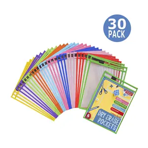 30 упаковок сухих стираемых карманов разных цветов для занятий учителями в классе или для использования дома или в офисе