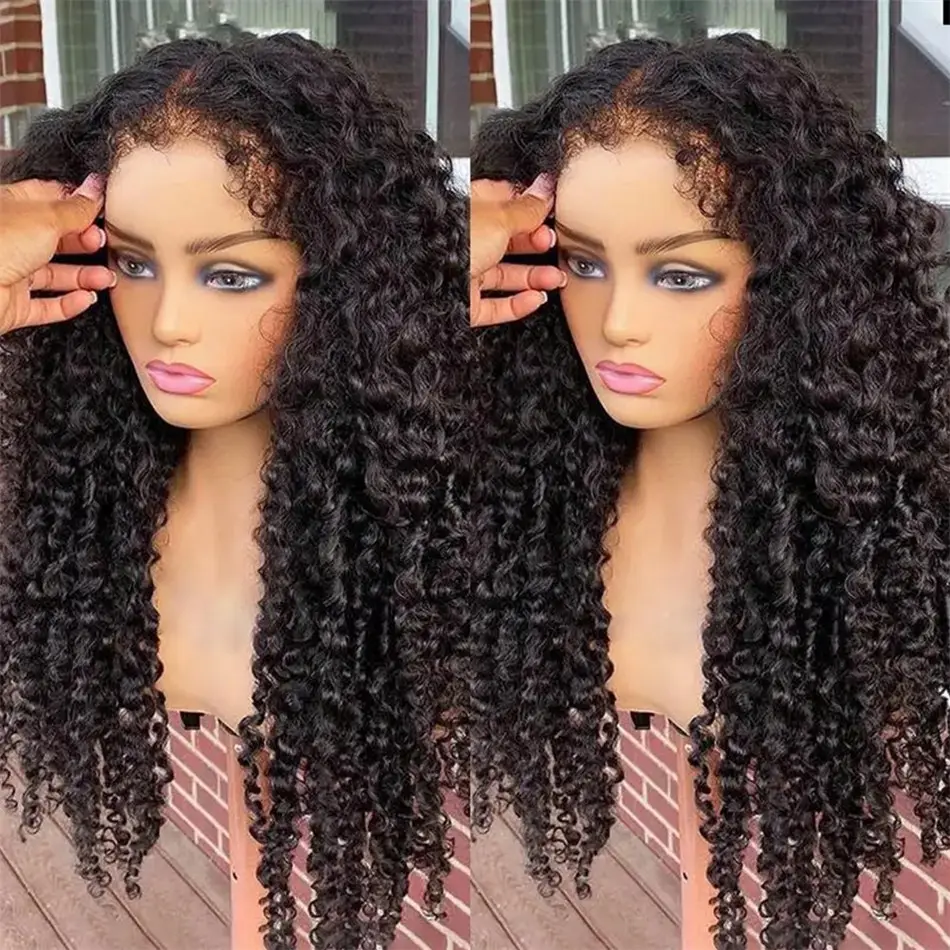 Giá rẻ afro kinky xoăn Brazil tóc con người ren phía trước tóc giả cho phụ nữ glueless HD ren phía trước tóc giả tóc con người dệt và tóc giả