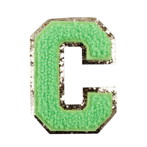 Özel büyük ısı logosu 7 inç işlemeli örgü Glitter kelimeler noel kauçuk şönil mektup yamalar için şapkalar - Product Image 2