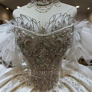 Vestidos de Novia de Lujo con Cuentas Brillantes, Cola Larga y Esponjosa, Vestido de Novia Personalizado Lsjj25 - Product Image 3