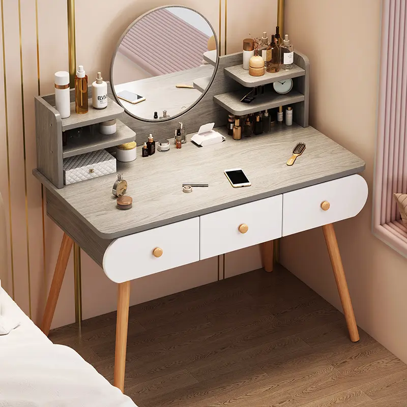 Nội THẤT PHÒNG NGỦ màu trắng Vanity bàn đặt trượt tủ quần áo thiết kế bàn trang điểm tùy chỉnh đứng hiện đại bảng điều chỉnh MDF 1v1