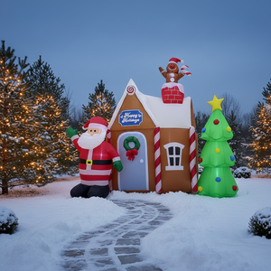 Decoración Navideña Inflable de 2.1 Metros, <span class=keywords><strong>Castillo</strong></span> de Papá Noel, <span class=keywords><strong>Hombre</strong></span> de Jengibre, Árbol de Navidad, Modelo Inflable para Exteriores, Adorno para Jardín - Product Image 1