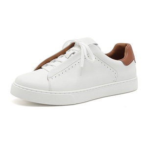 <span class=keywords><strong>Scarpe</strong></span> Casual bianche da uomo semplici versatili in vera pelle con lacci <span class=keywords><strong>scarpe</strong></span> da passeggio estremamente morbide alla moda - Product Image 3