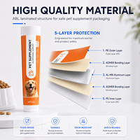 Tubo de aluminio y plástico laminado para suplementos de mascotas, con tapa abatible impresa a medida, embalaje de alta barrera, directo de fábrica.
