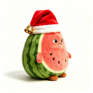 Customize Watermelon stuffed <b>animal</b>, Cute watermelon plushier, Holiday watermelon toy, Santa <b>hat</b> watermelon plush - Product Image 5